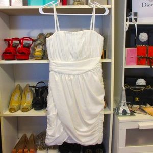 H&M White Pleated Drape Dress Beautiful!